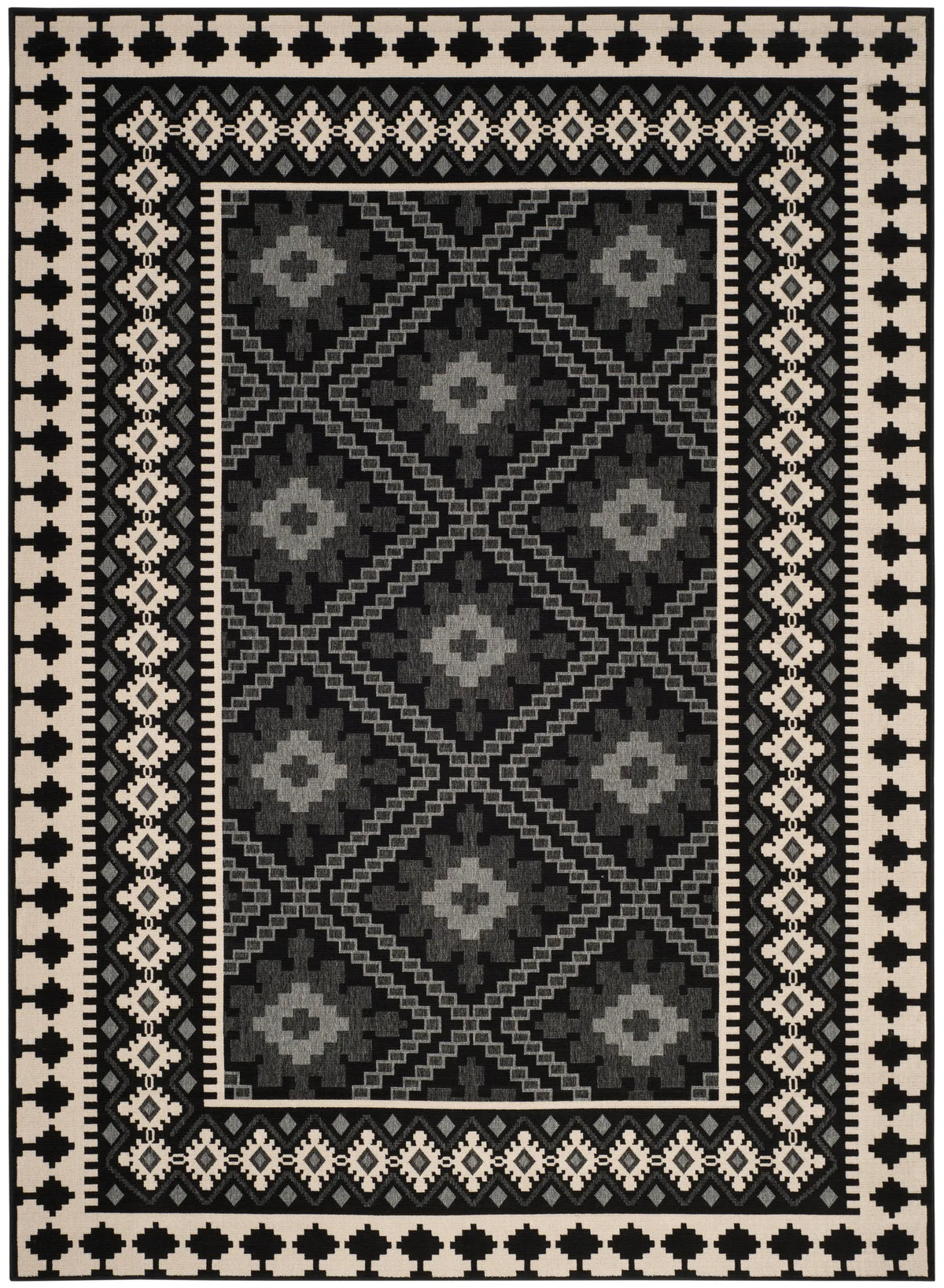 Safavieh Veranda 10'-0" x 14'-0" Rug in Black / Creme