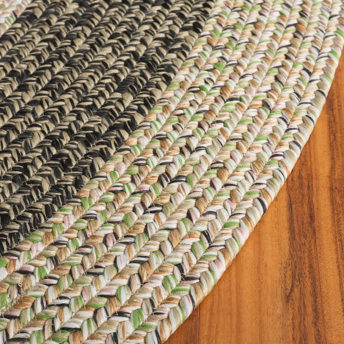 Safavieh Braided 5'-0" x 8'-0" Rug in Black / Light Green