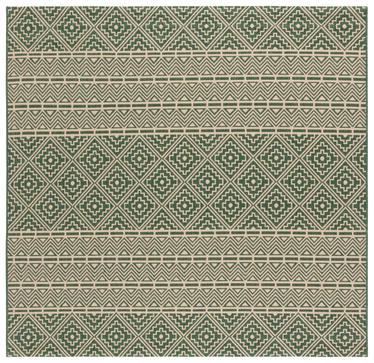 Safavieh Courtyard 6'-7" x 6'-7" Rug in Dark Green / Beige