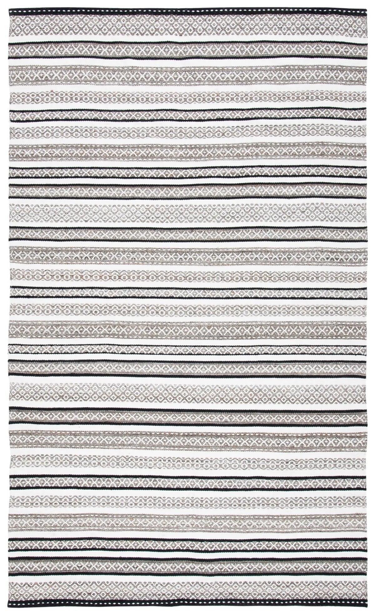 Safavieh Striped Kilim 4'-0" x 6'-0" Rug in Black / Ivory