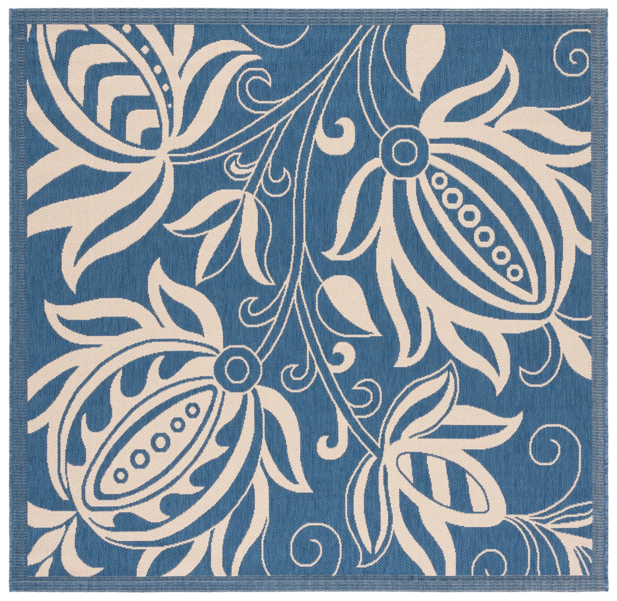 Safavieh Courtyard 6'-7" x 6'-7" Rug in Blue / Natural