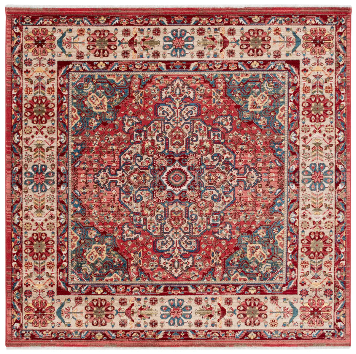 Safavieh Kashan 6'-7" x 6'-7" Rug in Red / Ivory
