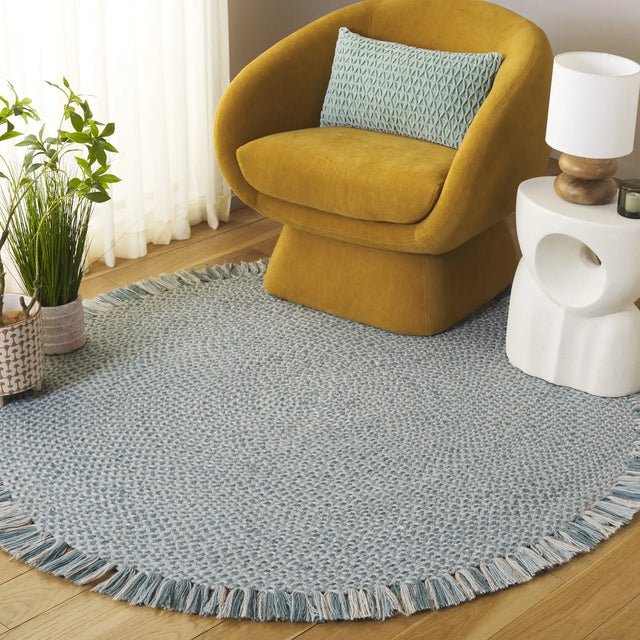 Safavieh Braided 5'-0" x 5'-0" Rug in Blue / Ivory