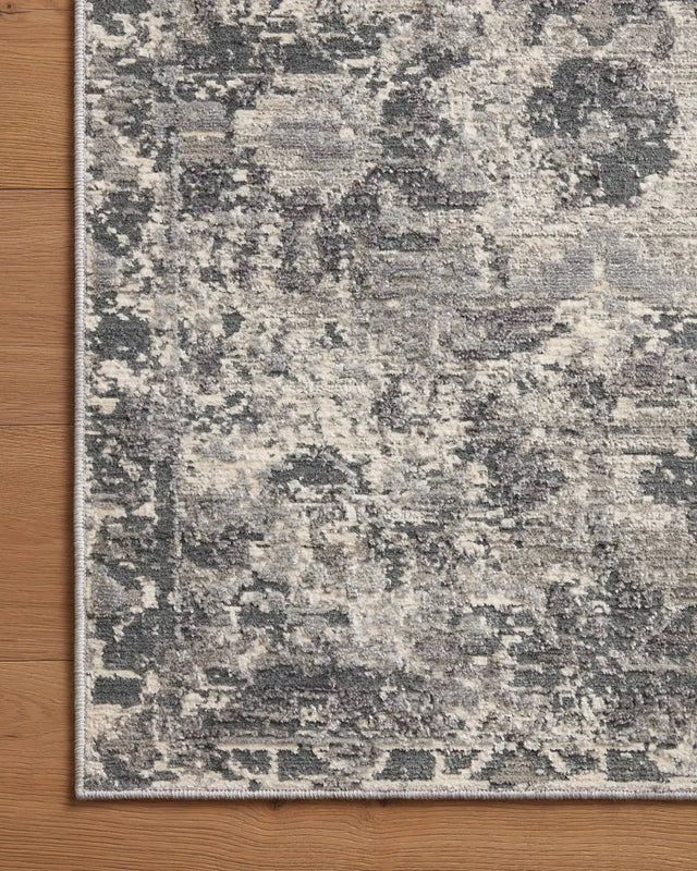Loloi Indra Ina-04 Charcoal/Silver Rug - corner on wood