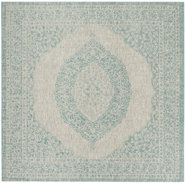 Safavieh Courtyard 6'-7" x 6'-7" Rug in Light Grey / Aqua