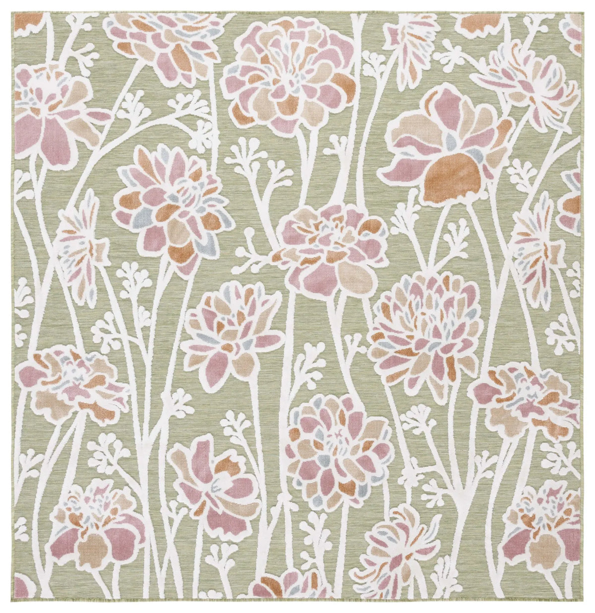 Safavieh Cabana 6'-5" x 6'-5" Rug in Green / Pink