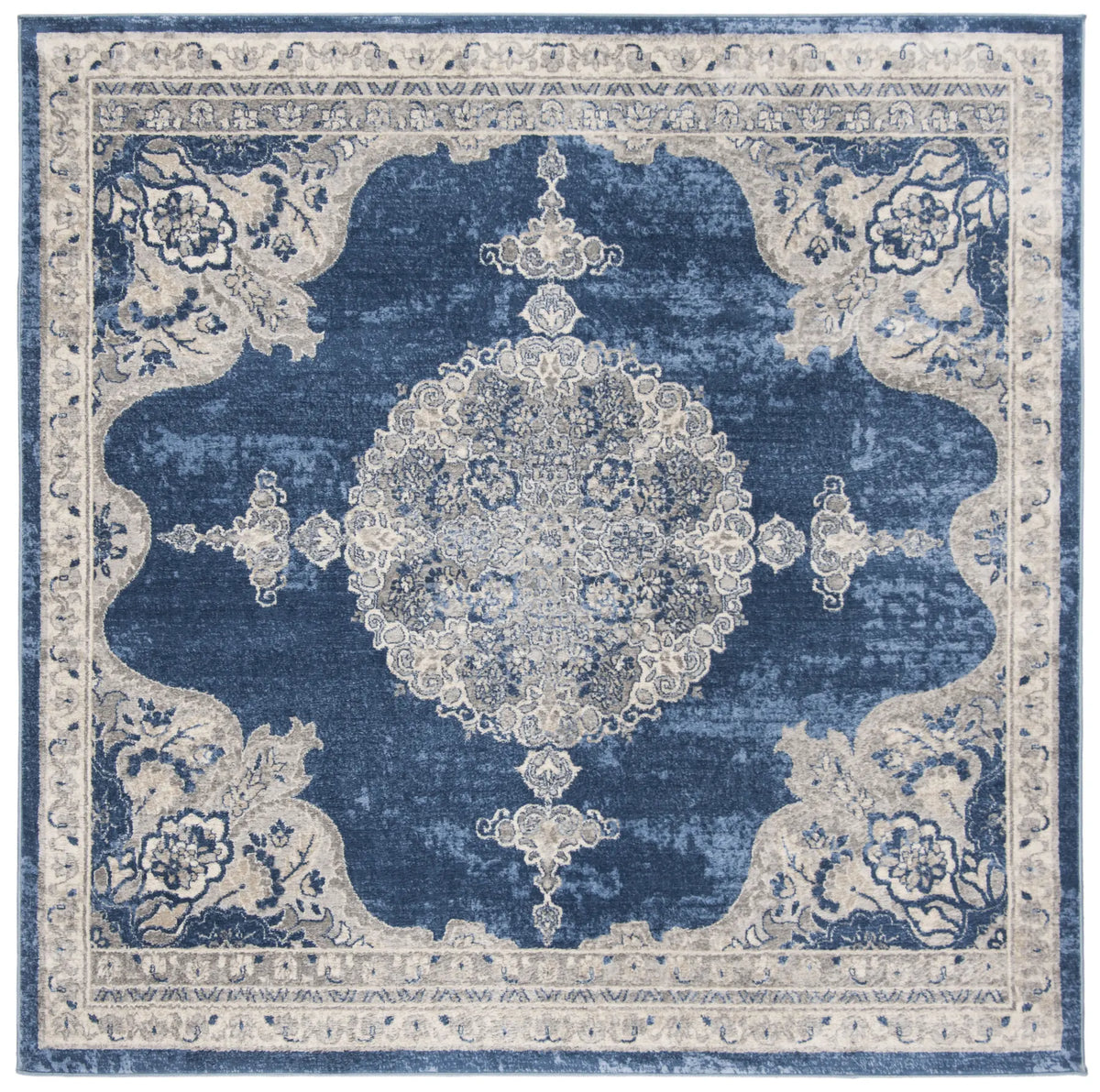 Safavieh Brentwood 6'-7" x 6'-7" Rug in Navy / Light Grey