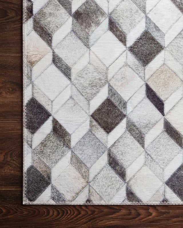 Loloi Maddox Mad-02 Grey / Mocha Rugs - corner on wood