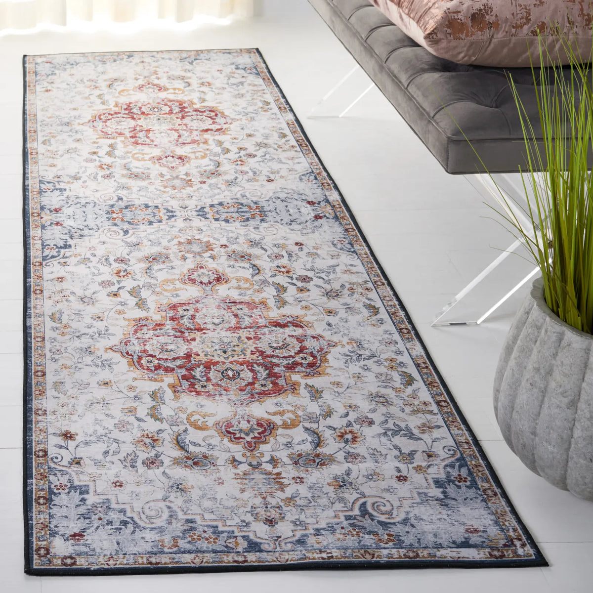 Safavieh Tucson 2'-6" x 10'-0" Rug in Grey / Rust