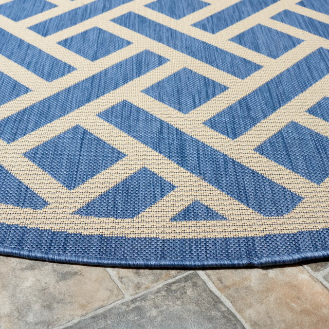 Safavieh Courtyard 6'-7" x 6'-7" Rug in Blue / Light Beige