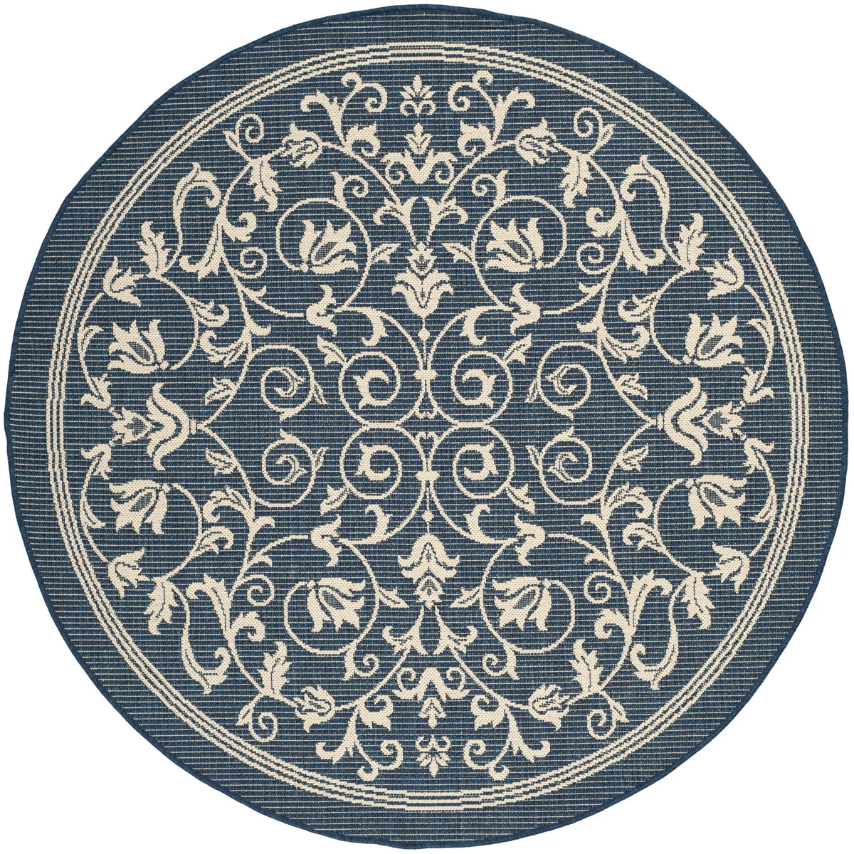 Safavieh Courtyard 5'-3" x 5'-3" Rug in Navy / Beige