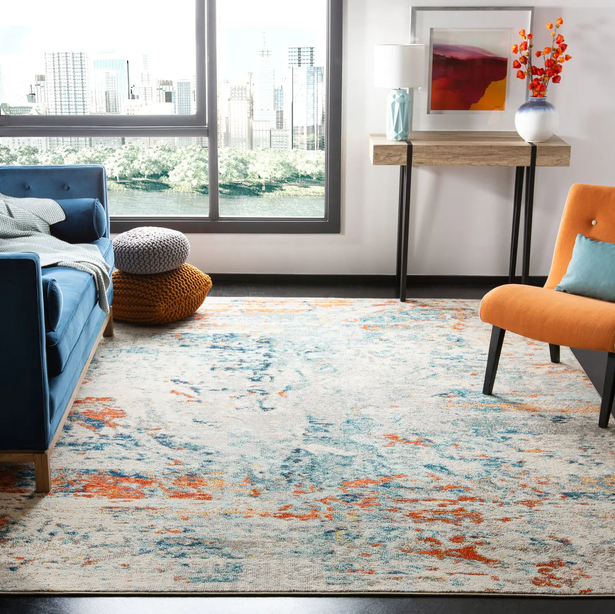 Safavieh Madison 10'-0" x 14'-0" Rug in Cream / Orange