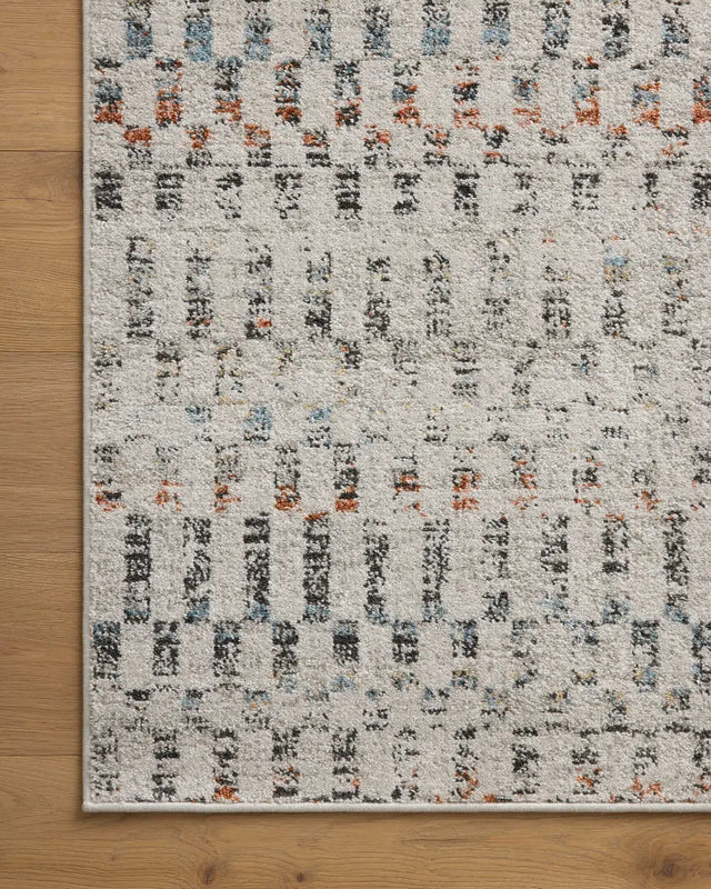 Loloi Kamala Kam-05 Grey/Multi Rug - corner on wood