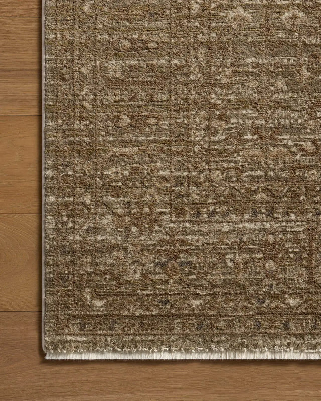 Loloi Haywood HYD-01 Sage / Brown Rug - corner on wood