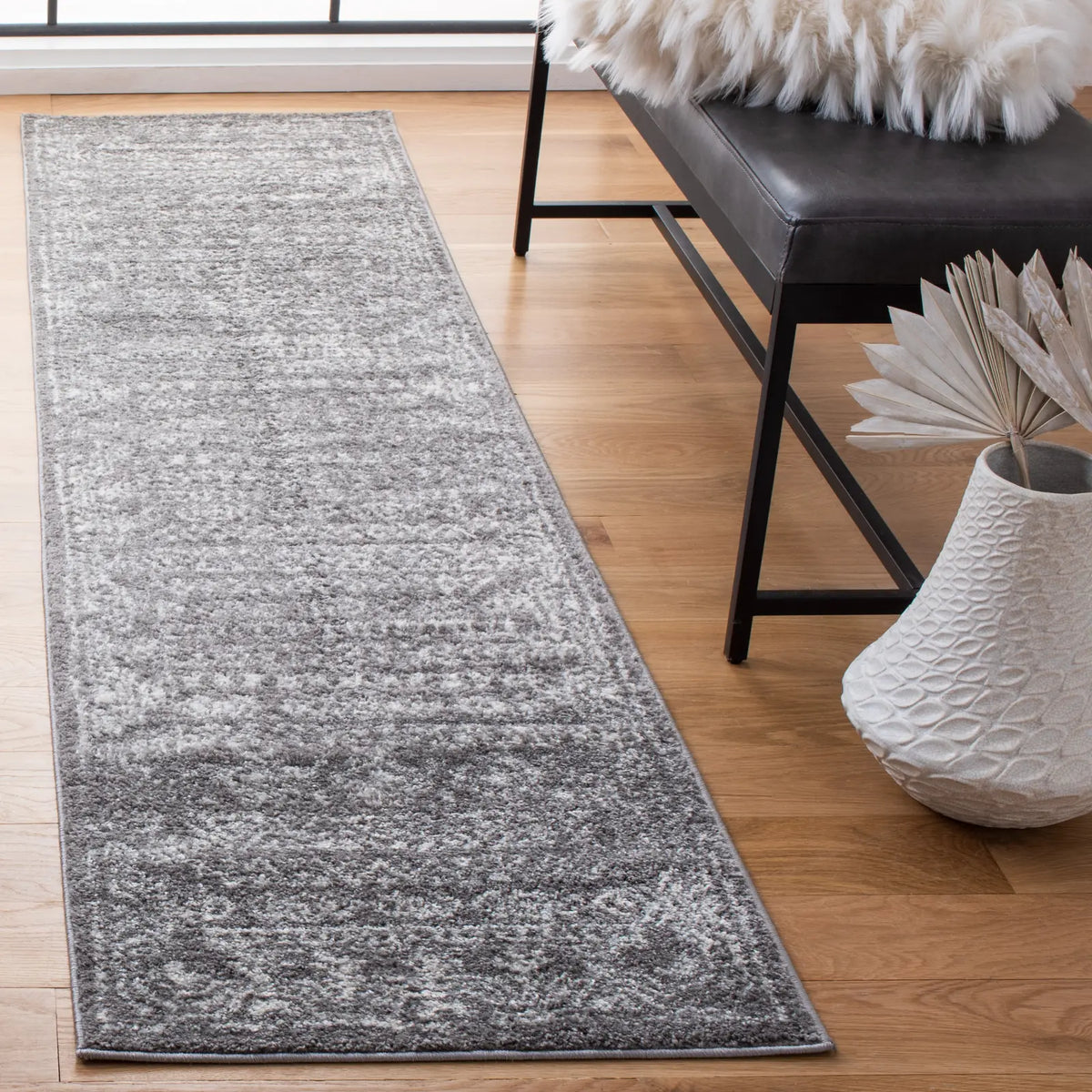 Safavieh Tulum 2'-0" x 8'-0" Rug in Dark Grey / Ivory