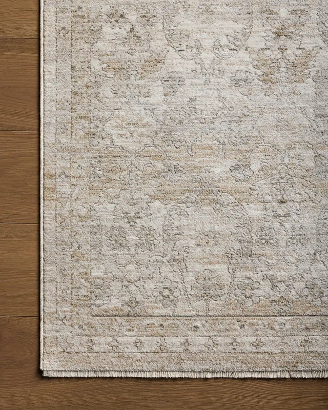 Loloi Tabitha Tai-03 Ivory/Khaki Rug - corner on wood