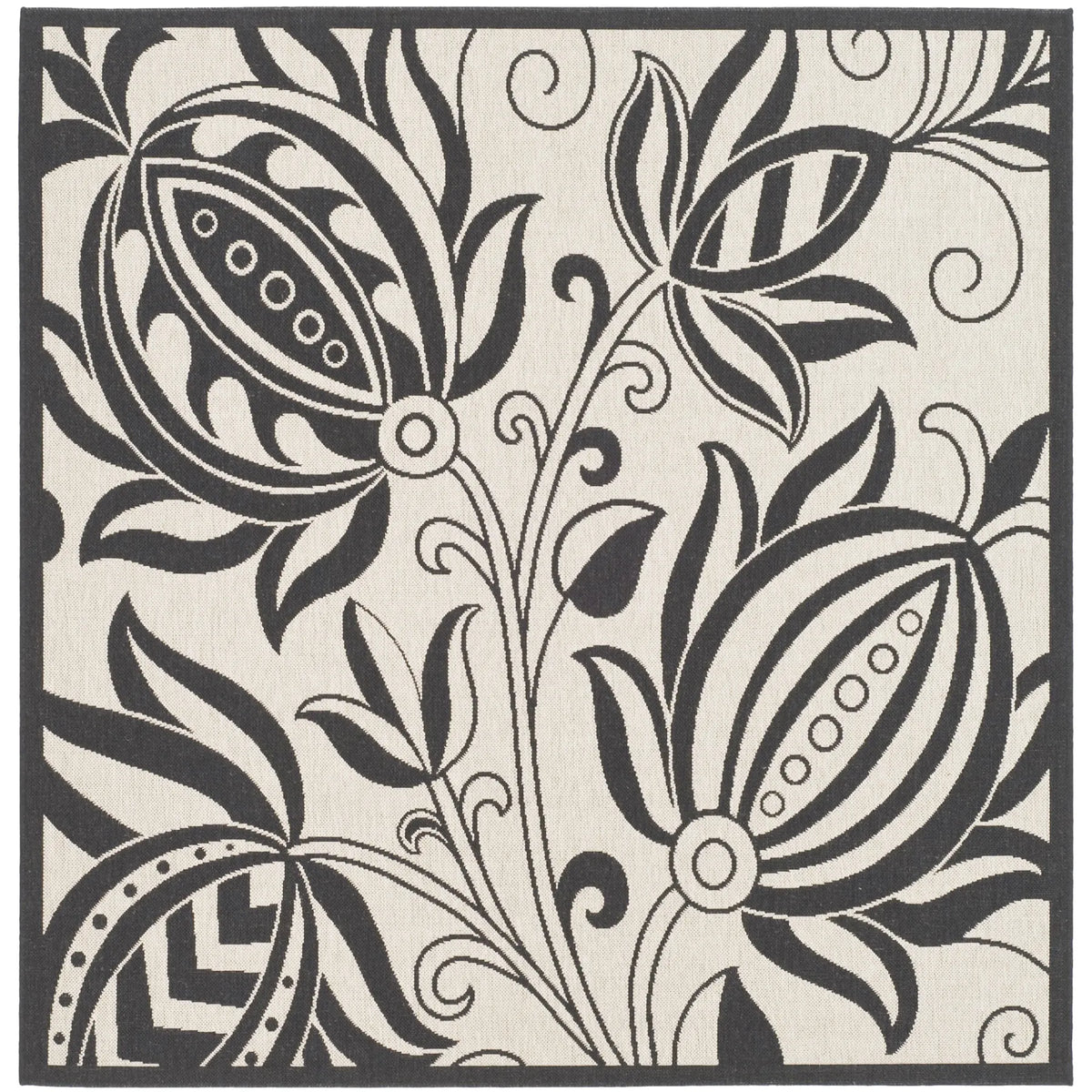 Safavieh Courtyard 6'-7" x 6'-7" Rug in Sand / Black