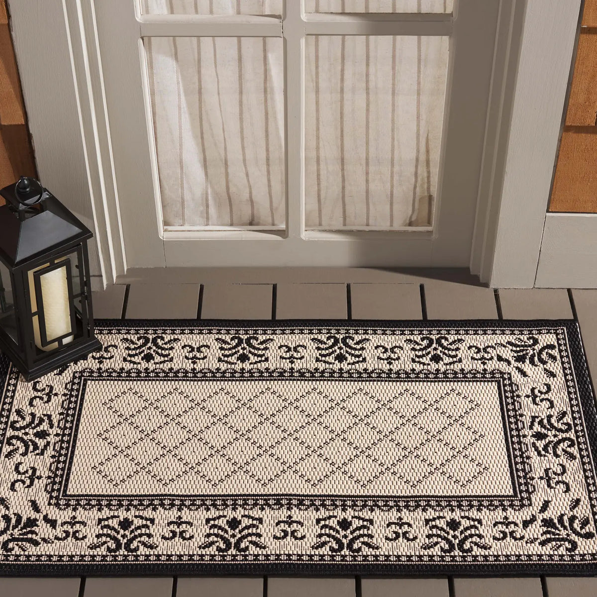 Safavieh Courtyard 2'-0" x 3'-7" Rug in Sand / Black