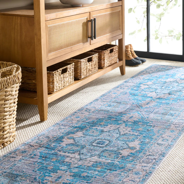 Safavieh Martha Stewart Washable 2'-6" x 8'-0" Rug in Grey / Turquoise