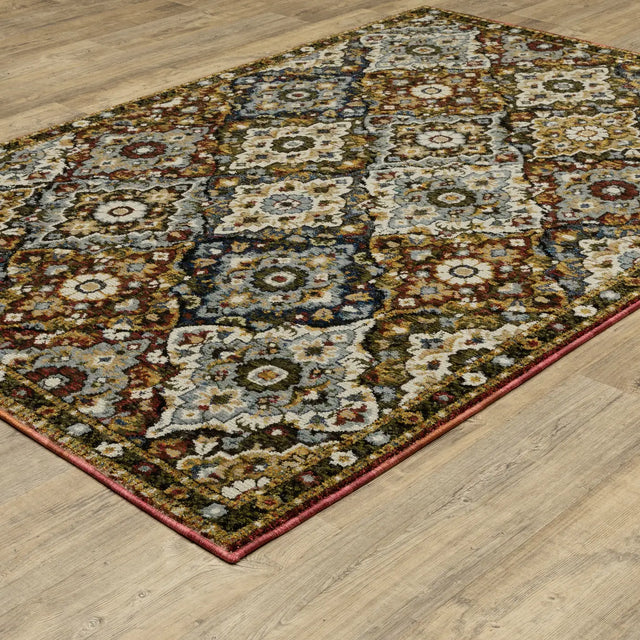 Oriental Weavers Sphinx Andorra 2408A Red/ Multi Rug - angle detail