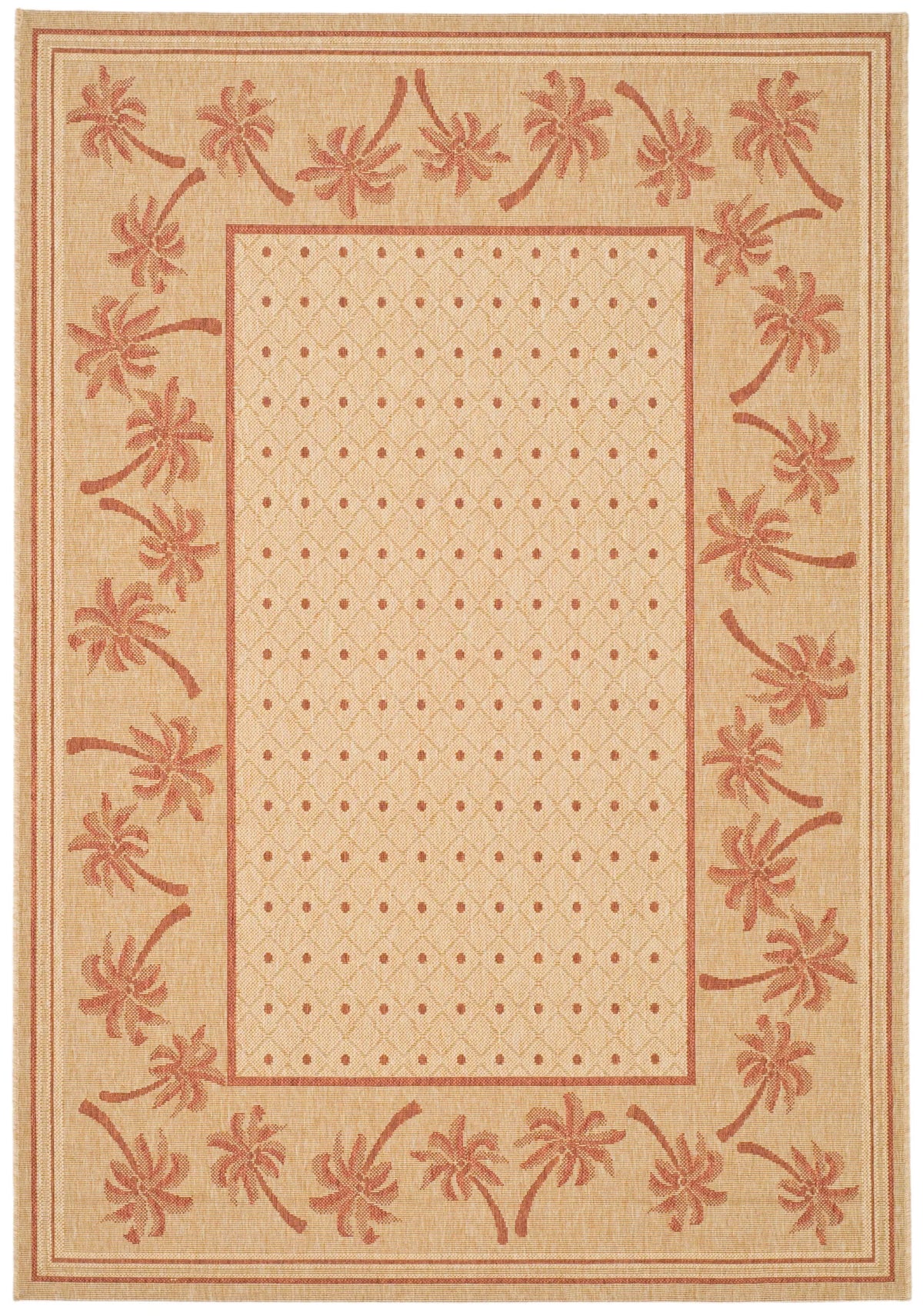 Safavieh Courtyard 4'-0" x 5'-7" Rug in Ivory / Rust
