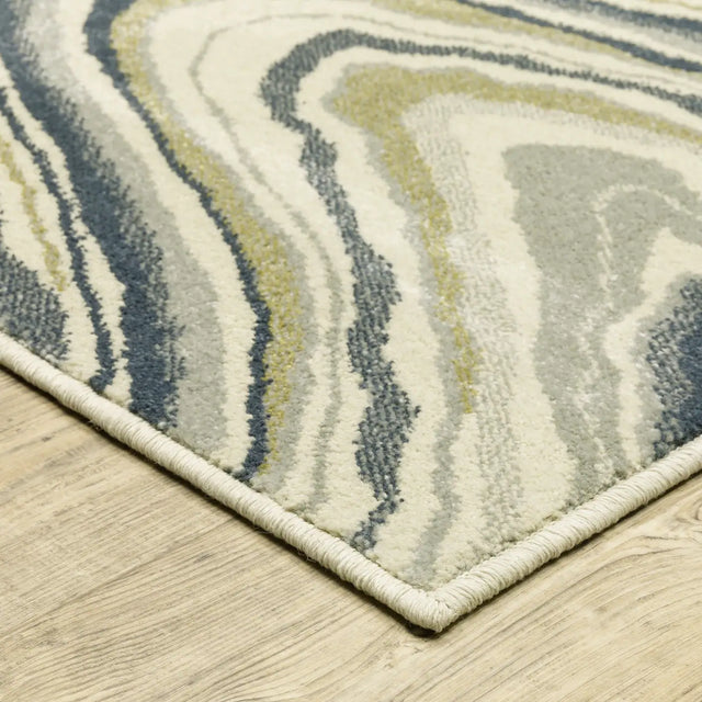 Oriental Weavers Sphinx Branson Br07A Ivory/ Blue Rugs - corner detail