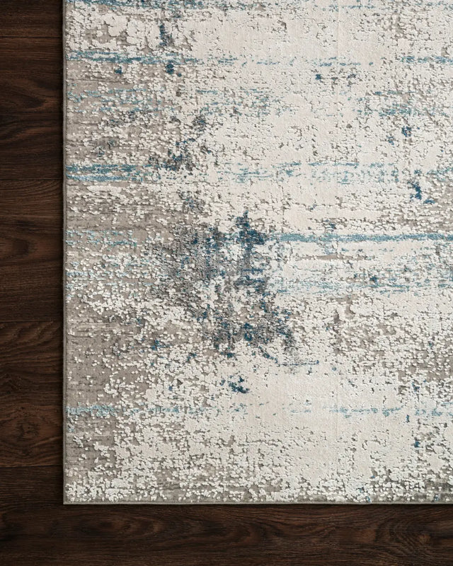 Loloi Sienne Sie-02 Ivory / Ocean Rugs - corner on wood