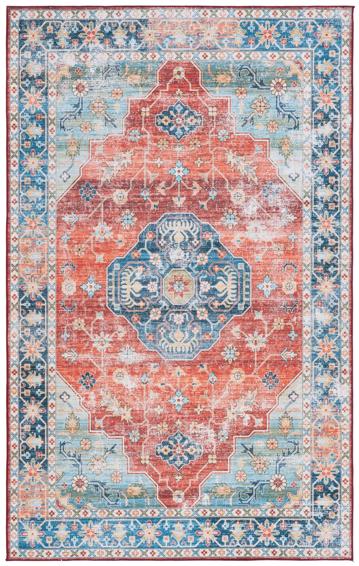 Safavieh Tucson 4'-0" x 6'-0" Rug in Rust / Blue