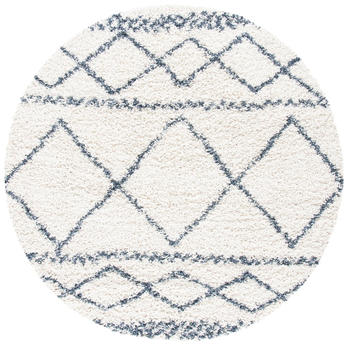 Safavieh Pro Lux Shag 400 6'-7" x 6'-7" Rug in Ivory / Blue