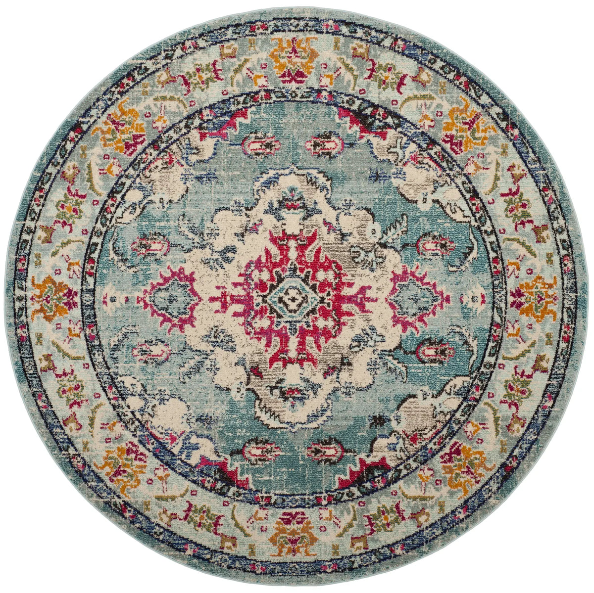 Safavieh Monaco 6'-7" x 6'-7" Rug in Light Blue / Fuchsia