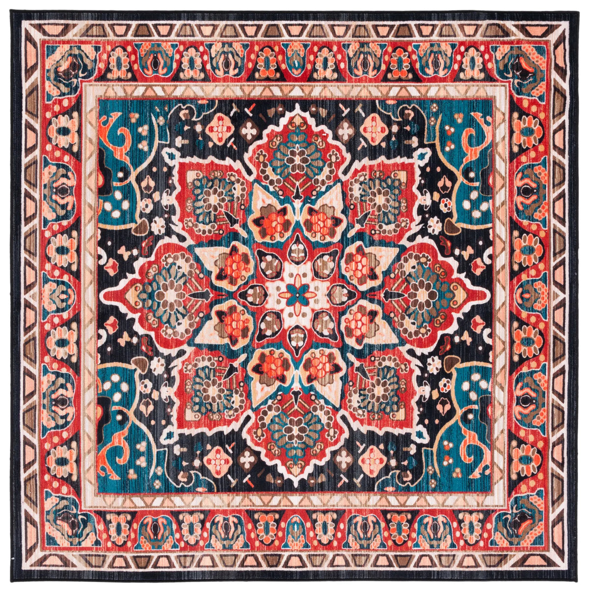 Safavieh Riviera 6'-7" x 6'-7" Rug in Red / Navy