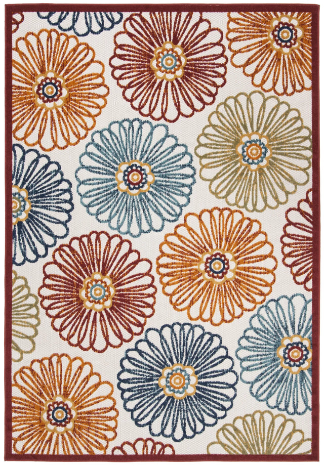 Safavieh Cabana 4'-0" x 6'-0" Rug in Creme / Red