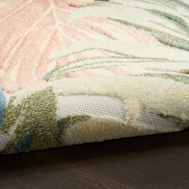 Nourison Aloha ALH43 Machine Made Ivory, Green Rug