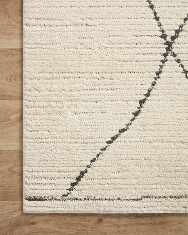Loloi Fabian Fab-02 Ivory/Charcoal Rug - corner on wood