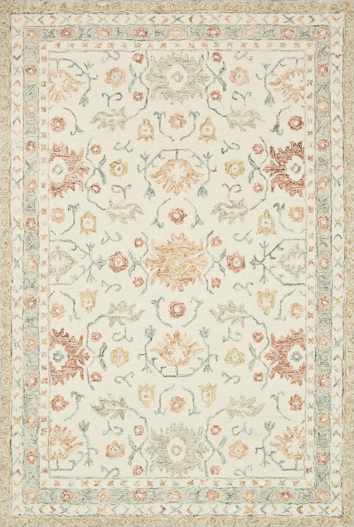 Loloi Norabel Nor-03 Ivory/Rust Rugs - main flat