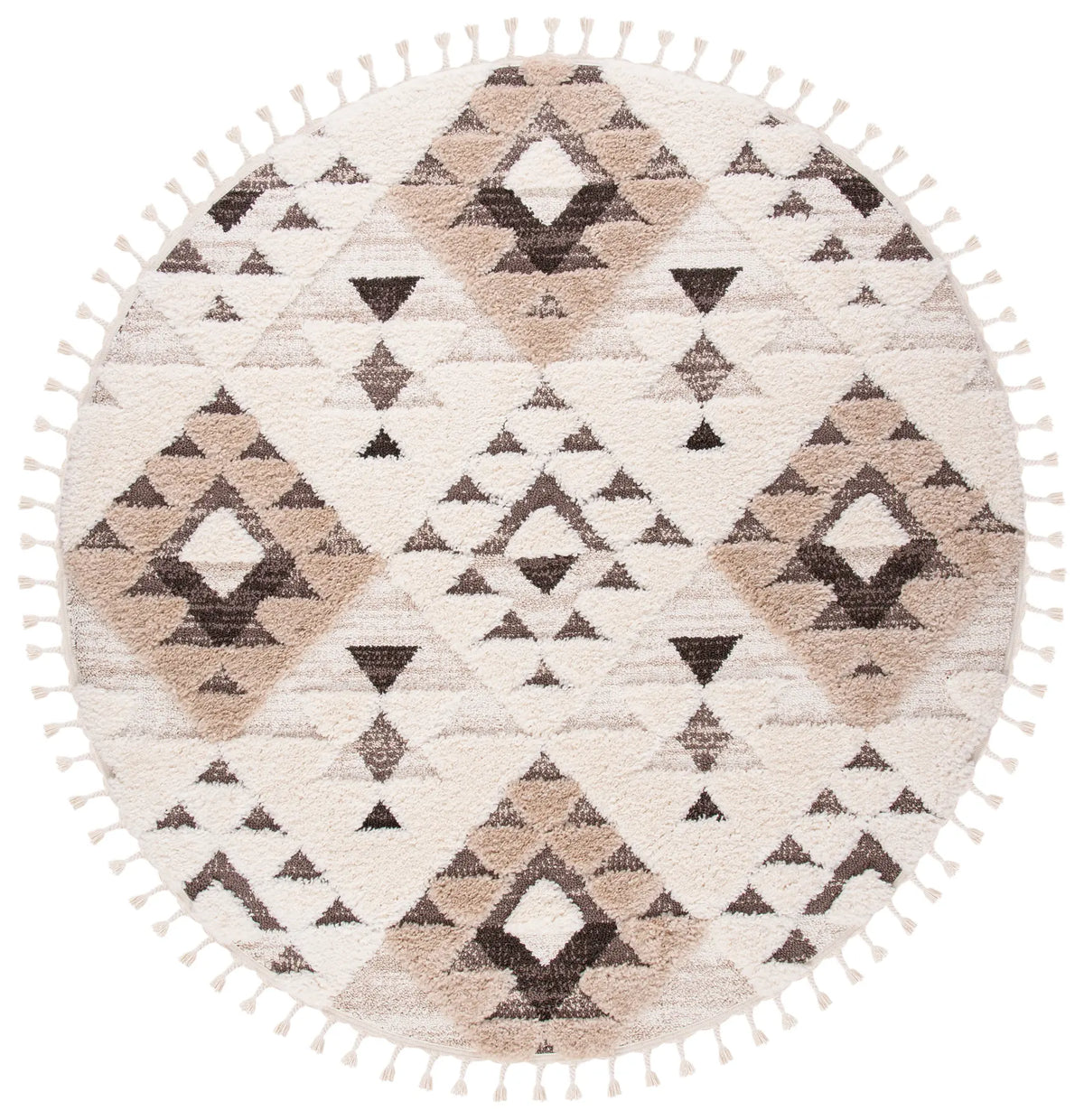 Safavieh Moroccan Tassel Shag 10'-0" x 10'-0" Rug in Ivory / Brown
