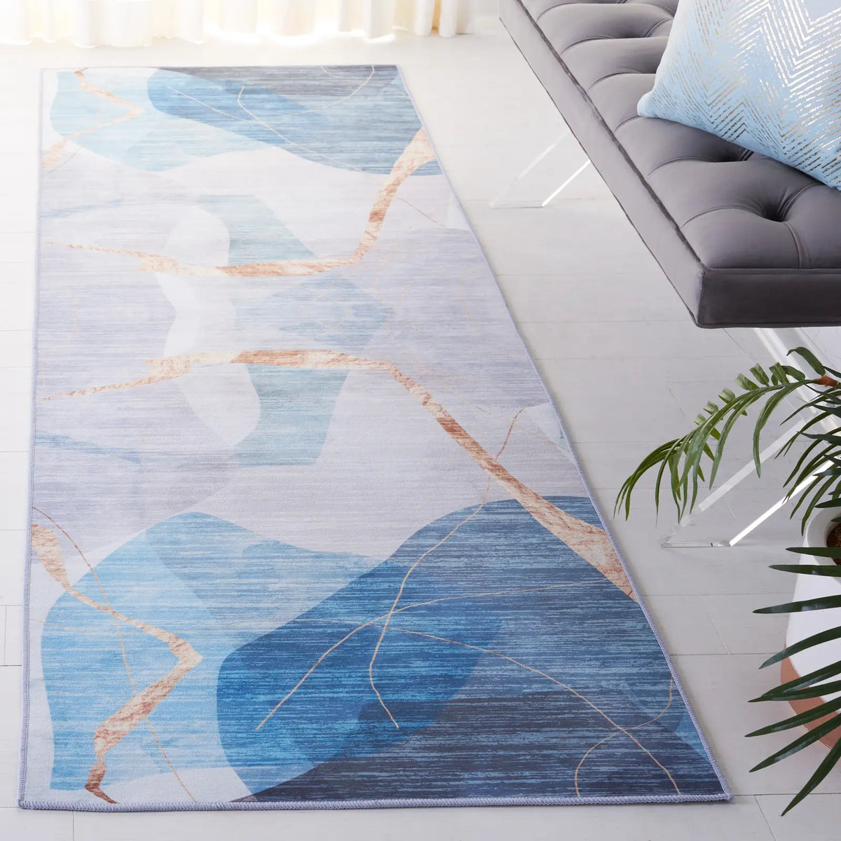 Safavieh Tacoma 2'-6" x 10'-0" Rug in Blue / Gold