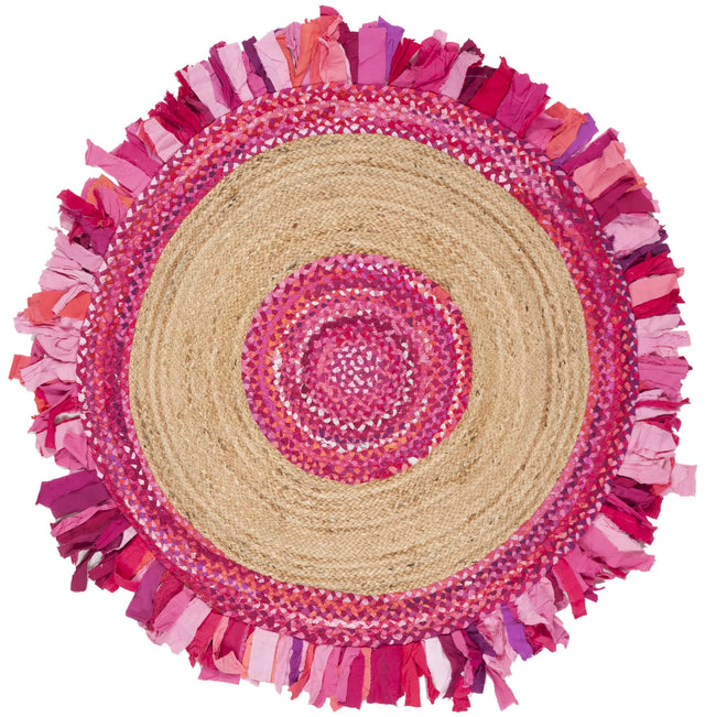 Safavieh Cape Cod 4'-0" x 4'-0" Rug in Pink / Natural