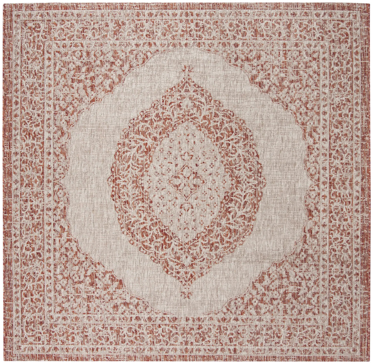 Safavieh Courtyard 6'-7" x 6'-7" Rug in Light Beige / Terracotta