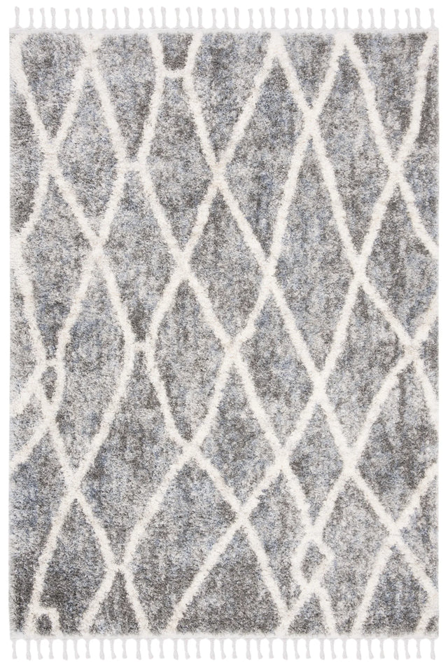 Safavieh Berber Fringe Shag 5'-3" x 7'-6" Rug in Dark Grey / Cream