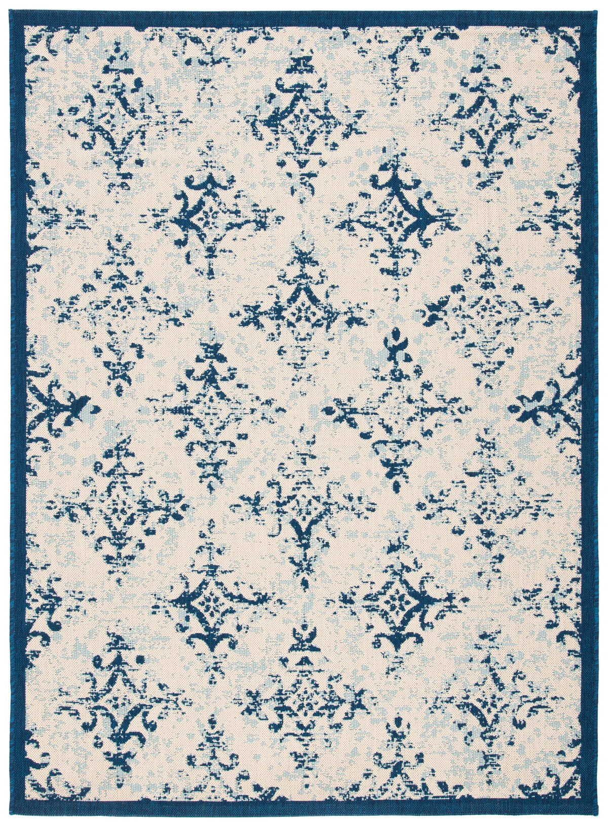 Safavieh Courtyard 4'-5" x 6'-5" Rug in Ivory / Navy