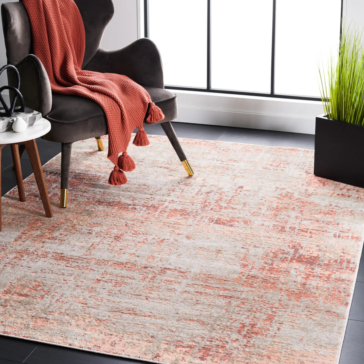 Safavieh Madison 800 4'-5" x 6'-5" Rug in Rust / Grey