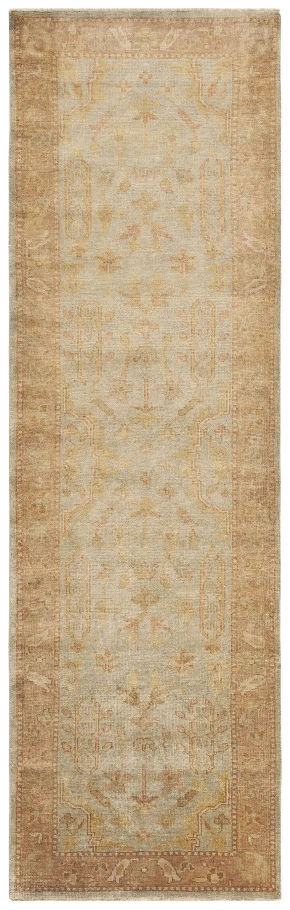 Safavieh Oushak 3'-0" x 10'-0" Rug in Soft Green / Rust