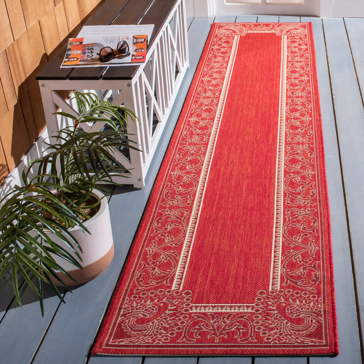 Safavieh Courtyard 2'-3" x 10'-0" Rug in Red / Natural