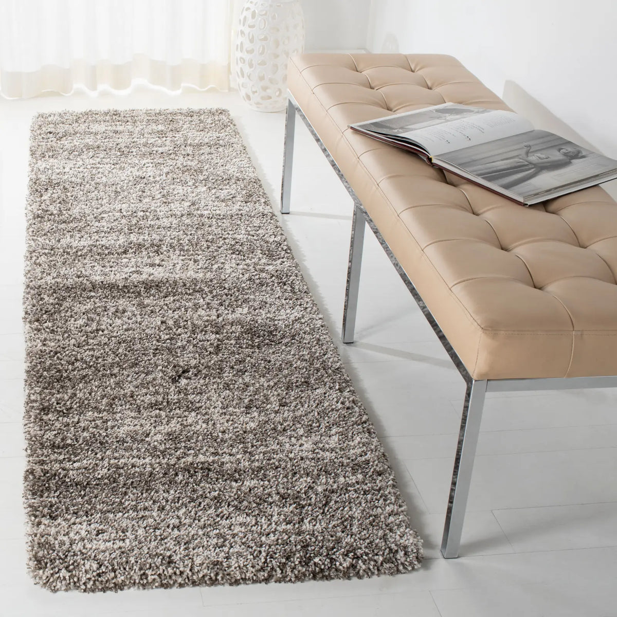 Safavieh Hudson Shag 2'-3" x 8'-0" Rug in Grey / Ivory