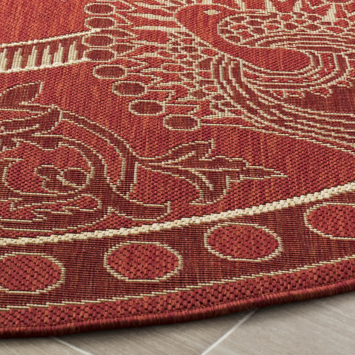Safavieh Courtyard 6'-7" x 6'-7" Rug in Red / Natural