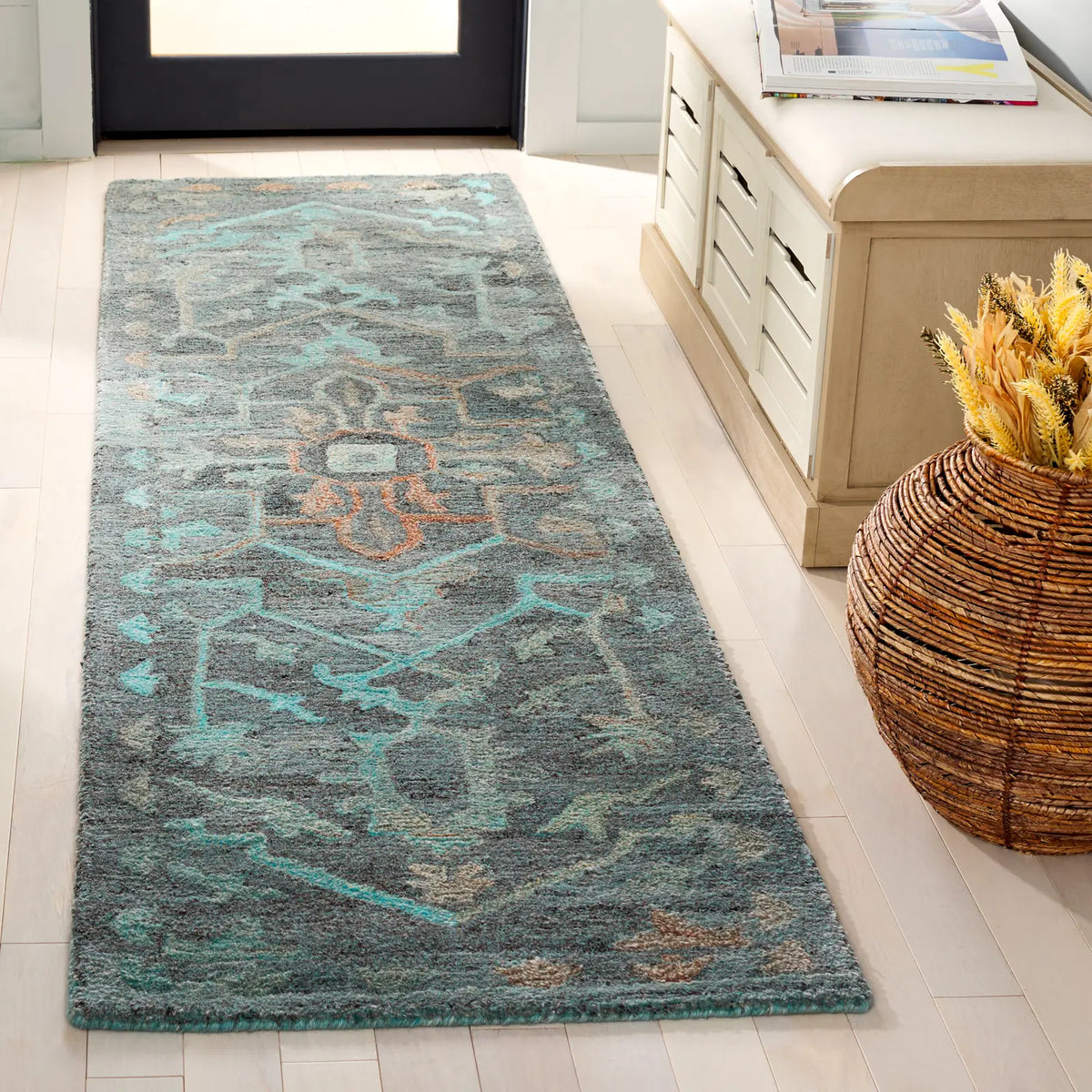 Safavieh Anatolia 2'-3" x 8'-0" Rug in Teal / Brown