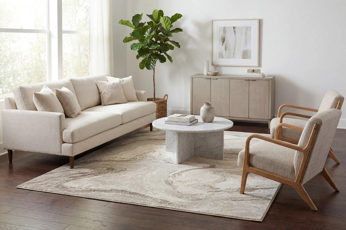 Dynamic Rugs Eclipse 63436 Power Loomed Modern Beige Rug - Room