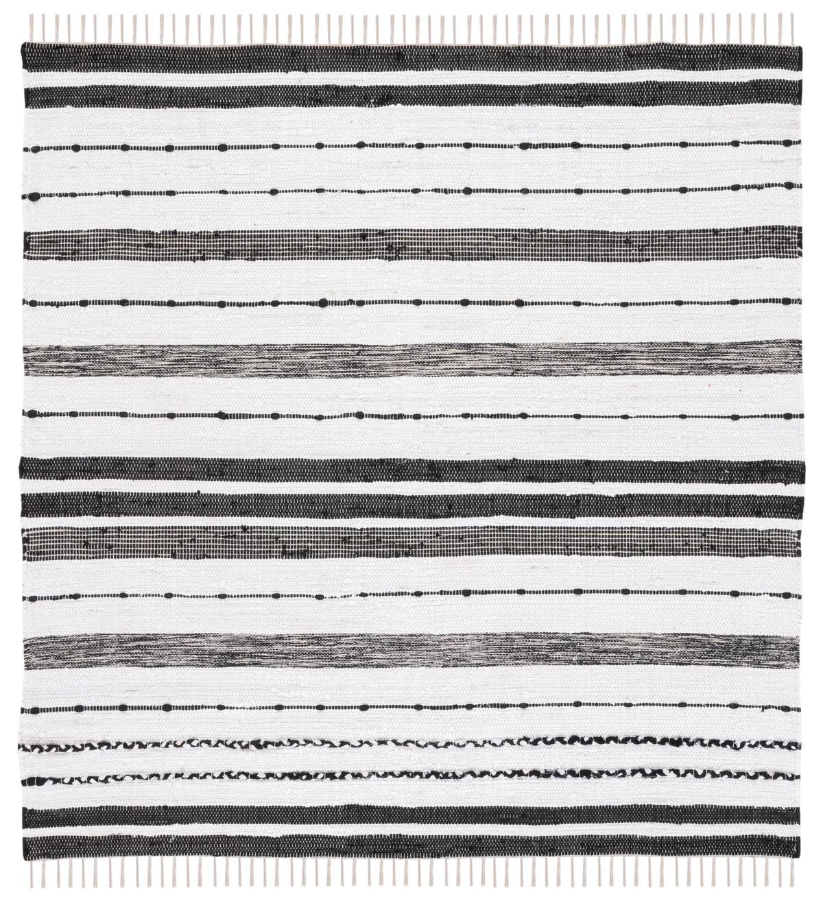 Safavieh Striped Kilim 6'-0" x 6'-0" Rug in Ivory / Black