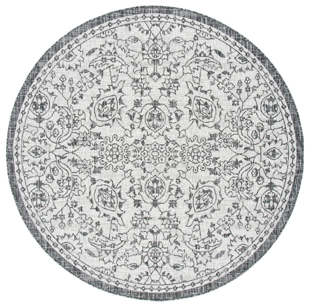 Safavieh Courtyard 6'-7" x 6'-7" Rug in Grey / Black